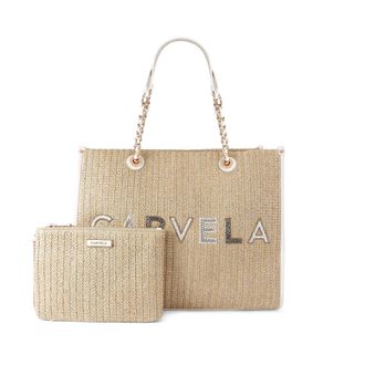 Carvela Womens Sorrento Bead Tote Bag - Beige Fabric - One Size
