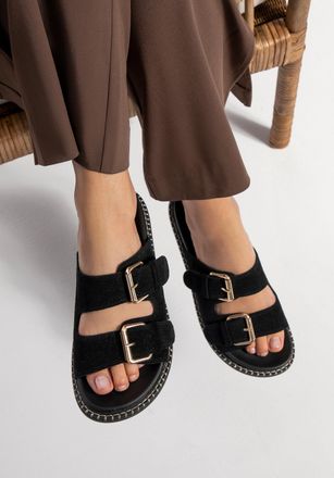 Wittchen Dames Zwarte Su&egrave;de Leren Slippers