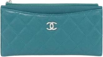 Chanel Pre-owned Handbag Pouch - Dames - Vintage Accessoires - Blauw - ONE Size - Leer - Vintage