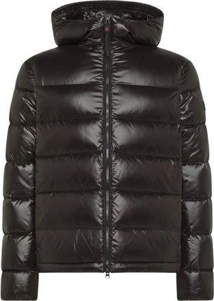Peuterey Winter Jackets, male, Black, XL, Black Padded Hooded Coat with Logo