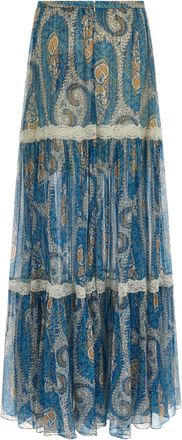 Etro Womens Blue Silk Mini Skirt