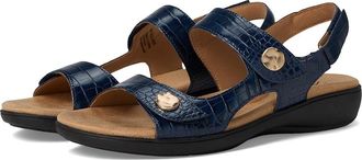 Trotters Romi Croco Womens Sandals Navy : 7.5 WW (EE), Rubber