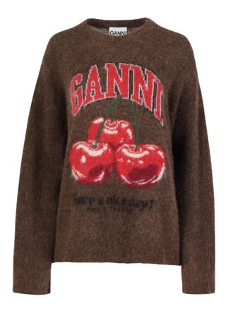Ganni Brushed Alpaca Graphic Oversized Sweater