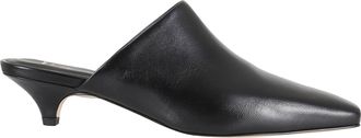 Giampaolo Viozzi Black Pointed-Toe Kitten Heel Nappa Leather Mules