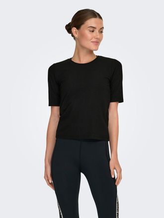 Only Play Trainingsshirt ONLY PLAY ONPSEREN ON 2/4 REG RIB TEE NOOS, Damen, Gr. XL, schwarz, Single Jersey, Obermaterial: 65% Polyester, 30% Viskose, 5% Elastha