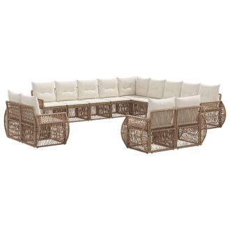vidaXL Conjunto De Sof&aacute;s De Jard&iacute;n 13 Pcs Beige Y Blanco Crema Vidaxl