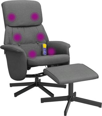 vidaXL Vidaxl - Sill&oacute;n Reclinable De Masaje Con Reposapi&eacute;s Tela Gris Oscuro
