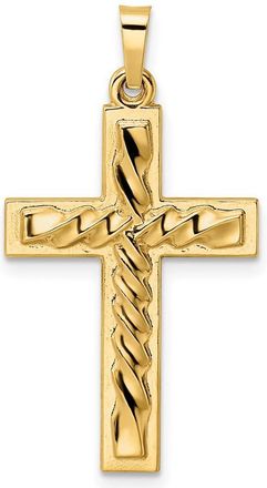 Diamond2Deal 14k Yellow Gold Polished and Twisted Hollow Cross Pendant