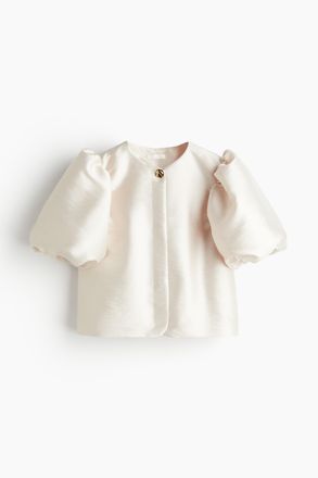 H&M Bluse mit Ballon&auml;rmeln - Hellbeige