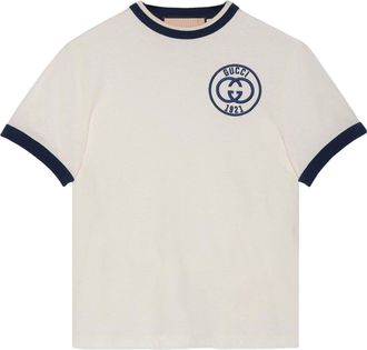 Gucci (WMNS) Gucci Cotton jersey T-shirt with Gucci embroidery Off White 756596-XJFV8-9088