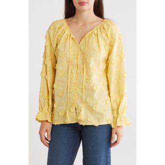 Forgotten Grace Embroidered Long Sleeve Top in Yellow at Nordstrom Rack, Size X-Large