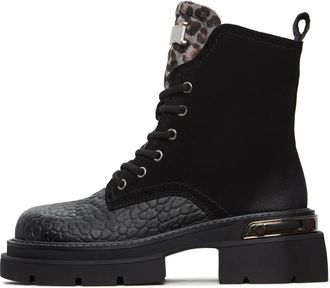 Cesare Gaspari Klassieke leren platform enkellaarsjes Luna - Zwart su&egrave;de - Dames - Veterlaarzen - Zwart - 41 EU - Su&egrave;de - Schoenen