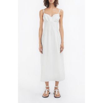 Co Bustier Midi Dress in Cotton Sateen in White at Nordstrom, Size Xx-Small