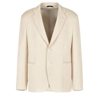 Giorgio Armani Blazers, male, Beige, S, Ivory Silk Jacket Mesh Effect