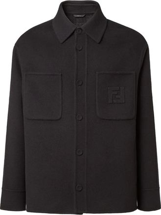 Fendi Giacca-camicia con tasca applicata - Nero