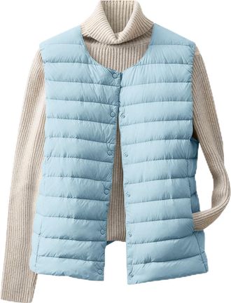 Generic Lightweight Quilted Gilets for Women Padded Womens Down Gilet Women Ladies Puffer Vest Women Bodywarmers Sleeveless Puffa Jacket for Women Thermal Wai