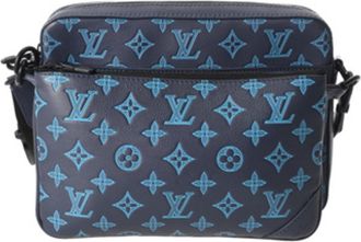 Louis Vuitton Monogram Shadow Blue Leather Shoulder Bag (Pre-Owned)
