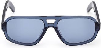 adidas 55MM Navigator Sunglasses in Shiny Blue /Blue at Nordstrom