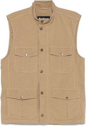 Barbour Beige Vest In Cotton With Pockets