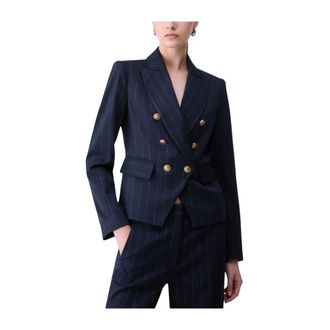 Liu Jo Dubbelrijige Pinstripe Blazer - Dames - Jassen - Blauw - Maat: M Leer