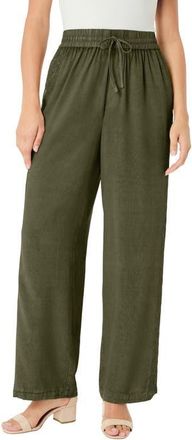 Roaman's Plus Size Acid Wash Pants in Dark Olive Green at Nordstrom, Size 34