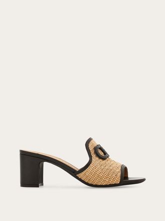 Ferragamo Women Gancini ornament mid-heel slide Beige Size 2.5
