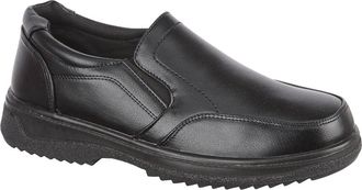 Generic Men Black Slip-On Twin Gusset Shoes Size Comfort Casual Everyday Wear Shoes Size (Black, UK Footwear Size System, Adult, Men, Numeric, Medium, 8)