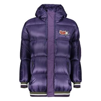 Herno Striped Hooded Down Jacket with Front Patch