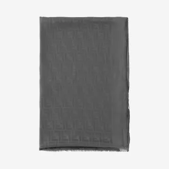 Fendi FF Motif Silk Scarf - Gray