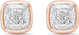 Diana M. Jewels 14KT ROSE GOLD LAB GROWN CUSHION CUT STUDS IN A BEZEL SETTING WEIGHING 2.50 CTS TW