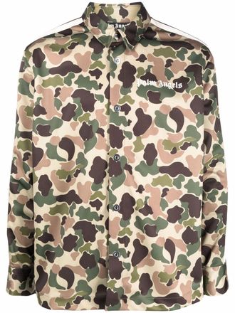Palm Angels camouflage-print track shirt - men - Polyester - S - Green