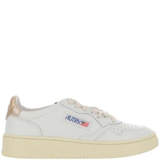Autry Leather Sneakers with Round Toe and Metallic Heel Tab