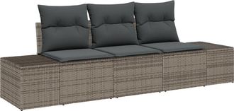 vidaXL Sofa Set with Cushion 3 pcs Grey Poly Rattan vidaXL