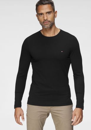 Tommy Hilfiger Langarmshirt TOMMY HILFIGER STRETCH SLIM FIT LONG SLEEVE, Herren, Gr. L (52), schwarz, Single Jersey, Obermaterial: 96% Baumwolle, 4% Elasthan, bestic
