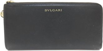 Bulgari Black Leather Long Wallet (Bi-Fold) (Pre-Owned)