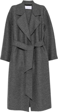Harris Wharf London Gray Virgin Wool Coat With Belt At The Waist