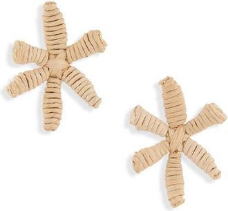 Lele Sadoughi Raffia Floral Stud Earrings in Natural at Nordstrom