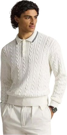 Polo Ralph Lauren Tops, Heren, Wit, S, Katoen, Pullover met kabelsteek