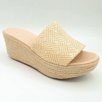 Chocolat Blu Women Yvon Platform Wedge Sandal In Natural Raffia