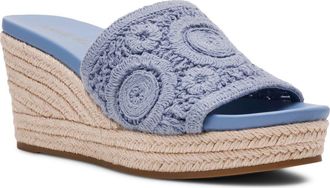 Anne Klein Effy Espadrille Slide Sandal in Blue Crochet at Nordstrom, Size 5.5