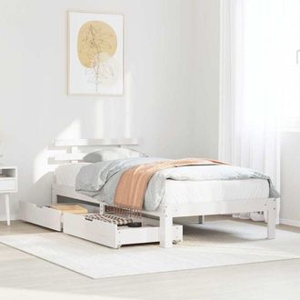 vidaXL Estructura Cama Con Cajones Madera Maciza Pino Blanca 90x190 Cm Vidaxl