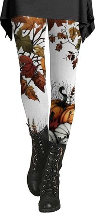 Generic Halloween Leggings for Women UK High Waisted Tummy Control Tight Trousers Funny Pumpkin Skull Ghost Printed Stretchy Pants Soft Comfortable Fitness Le