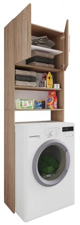 ebuy24 Vcm Lavadora Gabinete Pr&aacute;ctico Gabinete De Superestructura Con Mucho Espacio De Almacenamiento Dimensiones Aprox. B. 64 X Al. 190 X T. 25 Cm Lavadora 