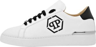 Philipp Plein Nappa Leather Lo-Top Sneakers Hexagon - unisex - Sneakers - Wit - 41 EU - Leer - Schoenen