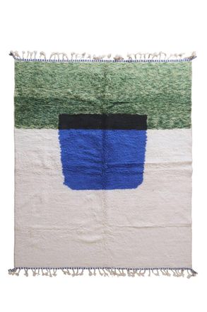 AFK Living Alfombra bereber marroqu&iacute; moderna en lana verde 248 x 308 cm