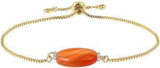 Liv Oliver 18K Plated 2.75 Ct. Tw. Carnelian Cylinder Adjustable Bracelet