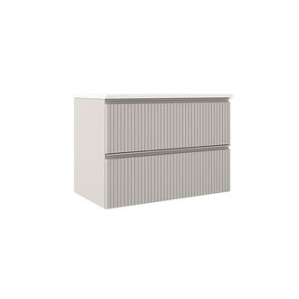 Saniclass Prime Blend Wastafelonderkast - 80x55x45.9cm - 2 lades - geintegreerde greep - MDF - mat cotton (beige)