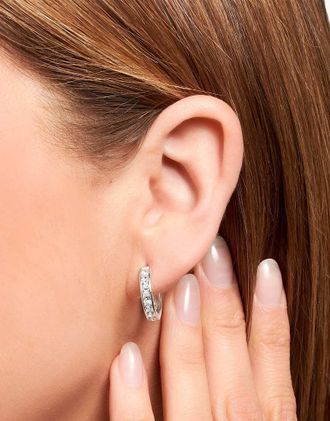Thomas Sabo Orecchini a cerchio in argento sterling con pietre bianche