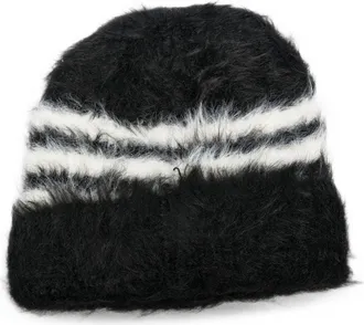 Yohji Yamamoto Logo-Embroidered Striped Knit Beanie - Black