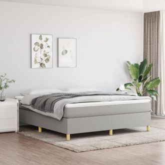 vidaXL Vidaxl - Cama Box Spring Con Colch&oacute;n Tela Gris Claro 160x200 Cm